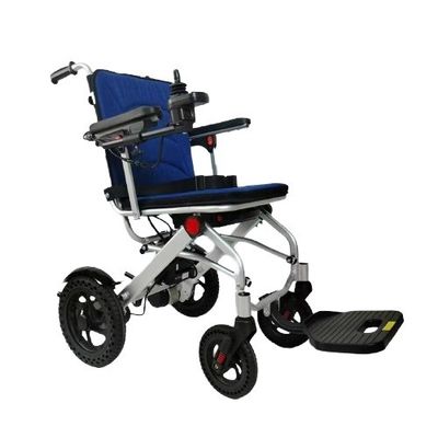 Sillón de ruedas eléctrico de aleación de aluminio plegable con reposapiés plegables