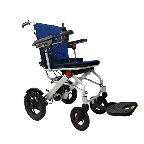 Silla de ruedas plegable de transporte de aluminio con velocidad de 6 km/h y motor sin escobillas DC24V150W*2